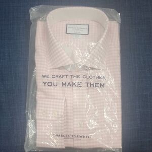 Charles Tyrwhitt Men's Pink Checkered Shirt